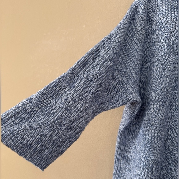 J. Jill Heather Blue Gray Cable Knit Sweater Size L - Picture 4 of 9